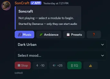 The /play dashboard in Discord